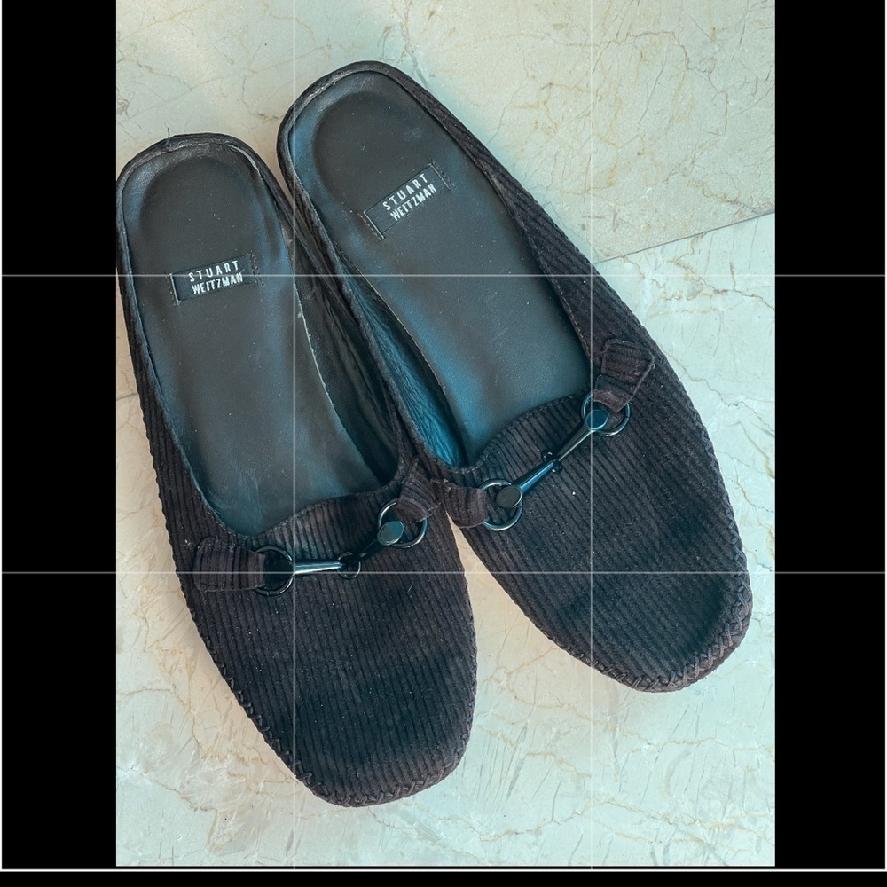 Stuart Weitzman Brown Corduroy Mules